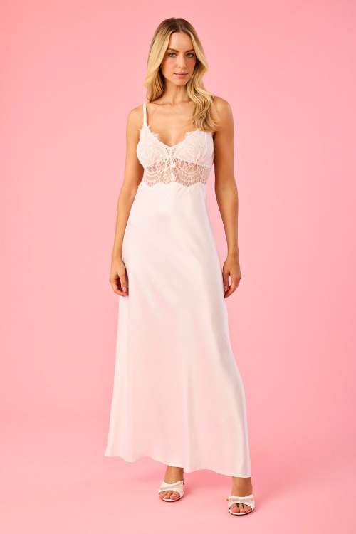 Camisola Longa Renda Rigida Bouquet